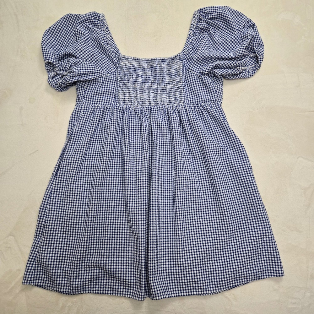 Old Navy Blue Gingham Puff Sleeve Smocked Back Mini Dress with Pockets XL - Picture 8 of 10
